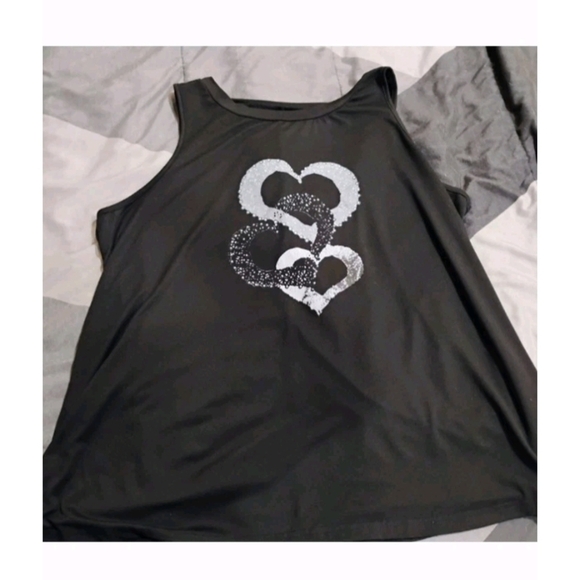 SHEIN Tops - SHEIN Black Tank Top with White Heart Motif